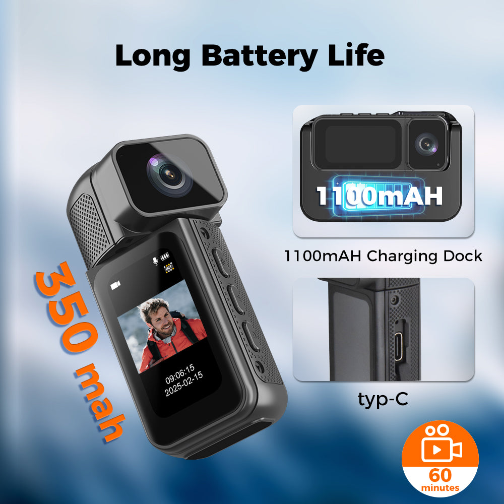 Cwepady S80 Mini Action Camera with Charging Dock