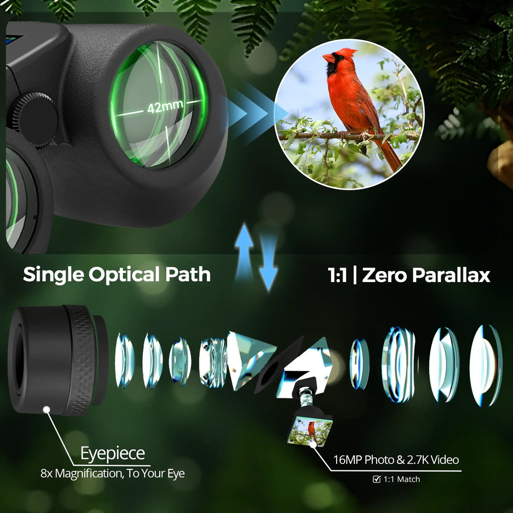 Cwepady Zoom AI Binocular with Camera 8x42