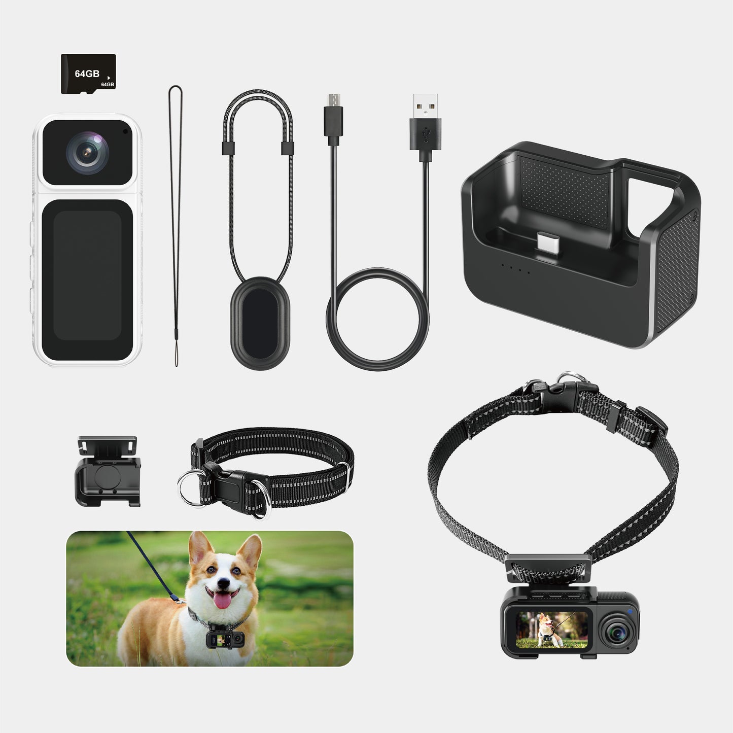 Cwepady S80 Mini Action Camera with Charging Dock