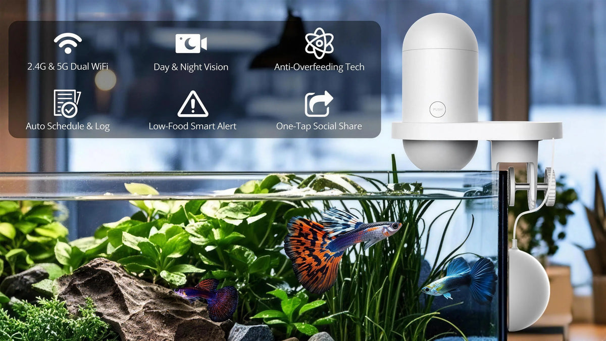Over Smart Fish WiFi Smart Fish Feeder with Camera for Vaction | 5G App Auto Dispenser ...