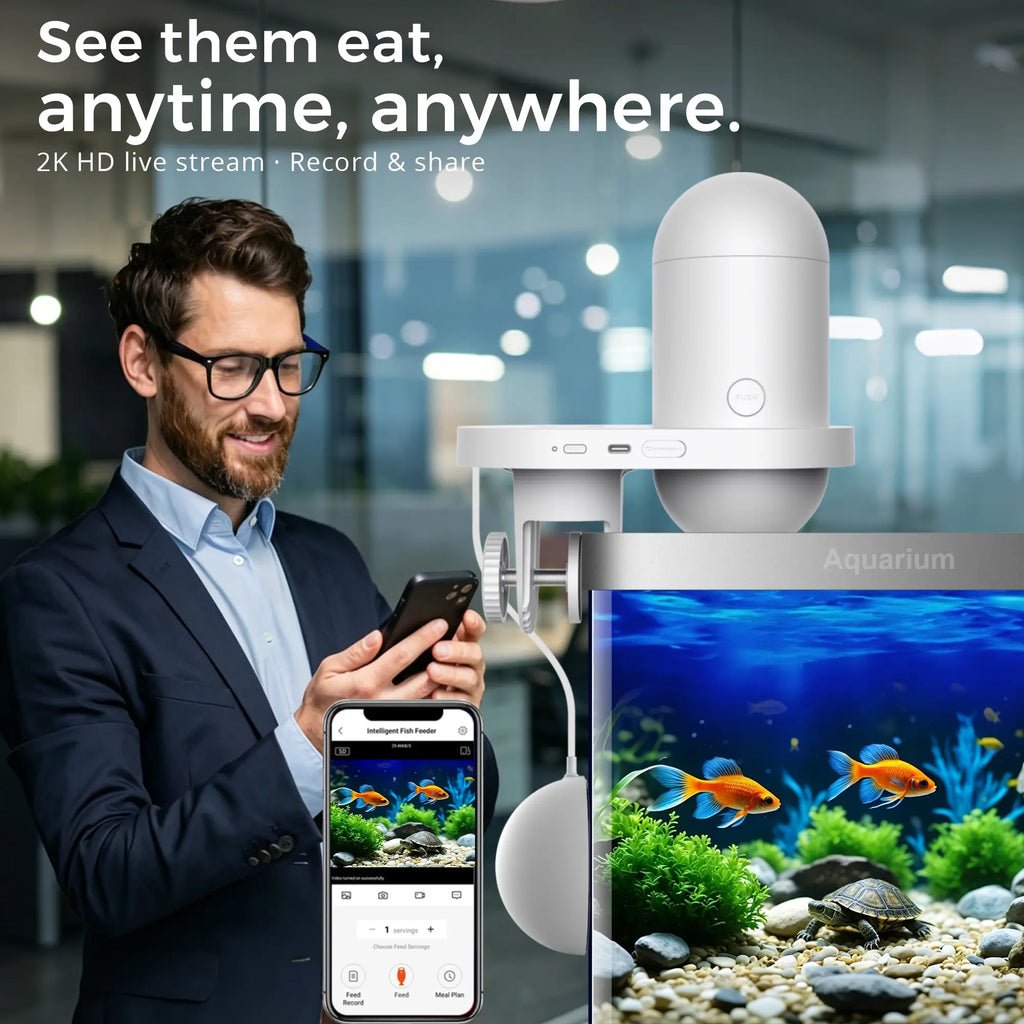 Cwepady New 2nd Gen Auto Fish Feeder with Camera